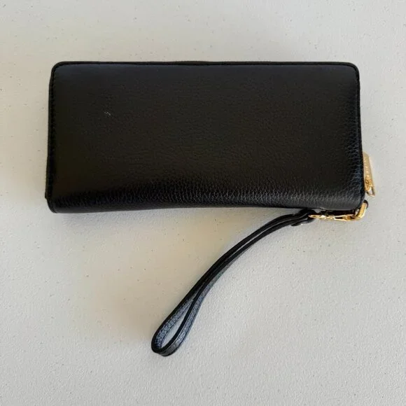 Michael Kors Black Leather Wristlet Wallet – Gold Hardware NWOT - Picture 2 of 4